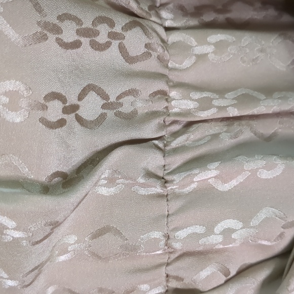 TRINA TURK* size 6 faux wrap belted long sleeve champagne chain print silk dress - Picture 14 of 17